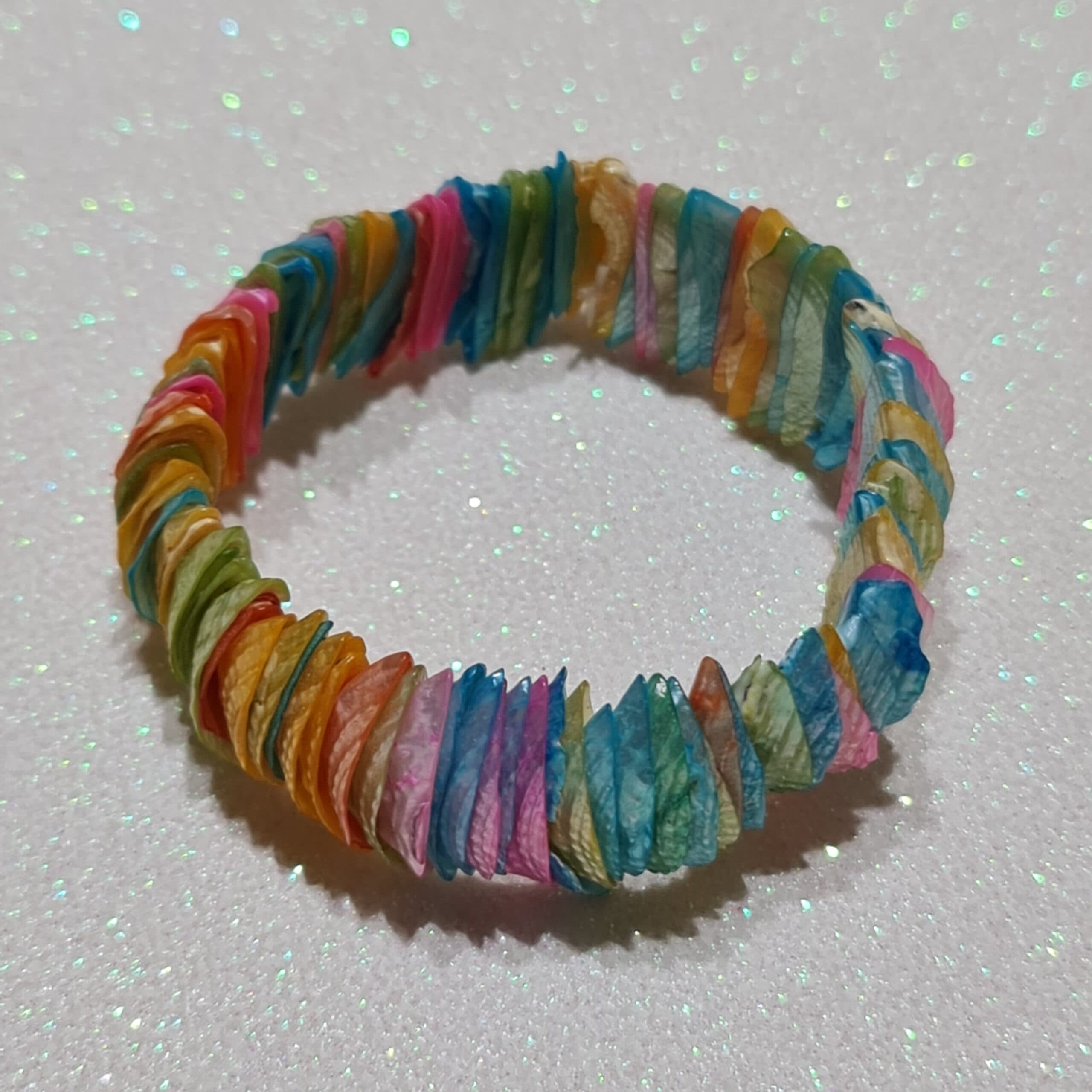 Colourful Mother Of Pearl Shell Expandable Bracelet - Image 2
