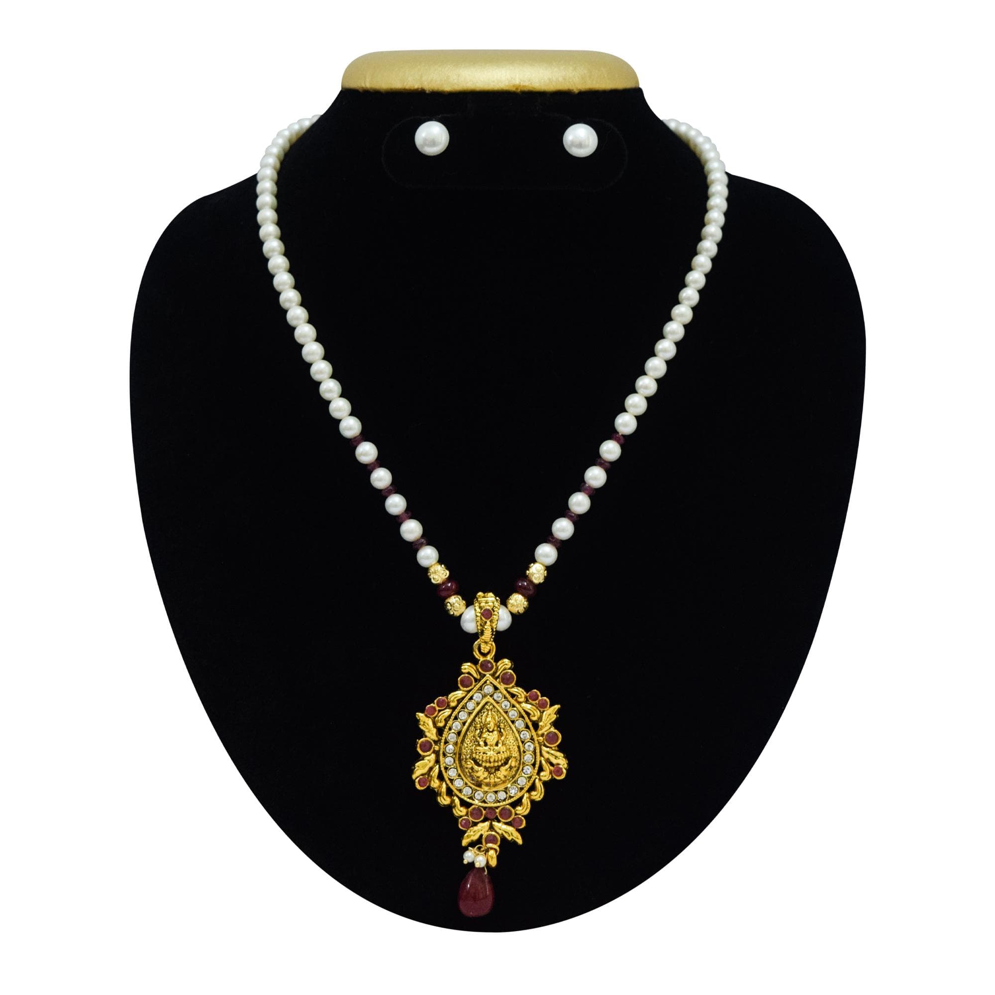 Temple Jewellery in 5mm Round White Pearls from Hyderabad