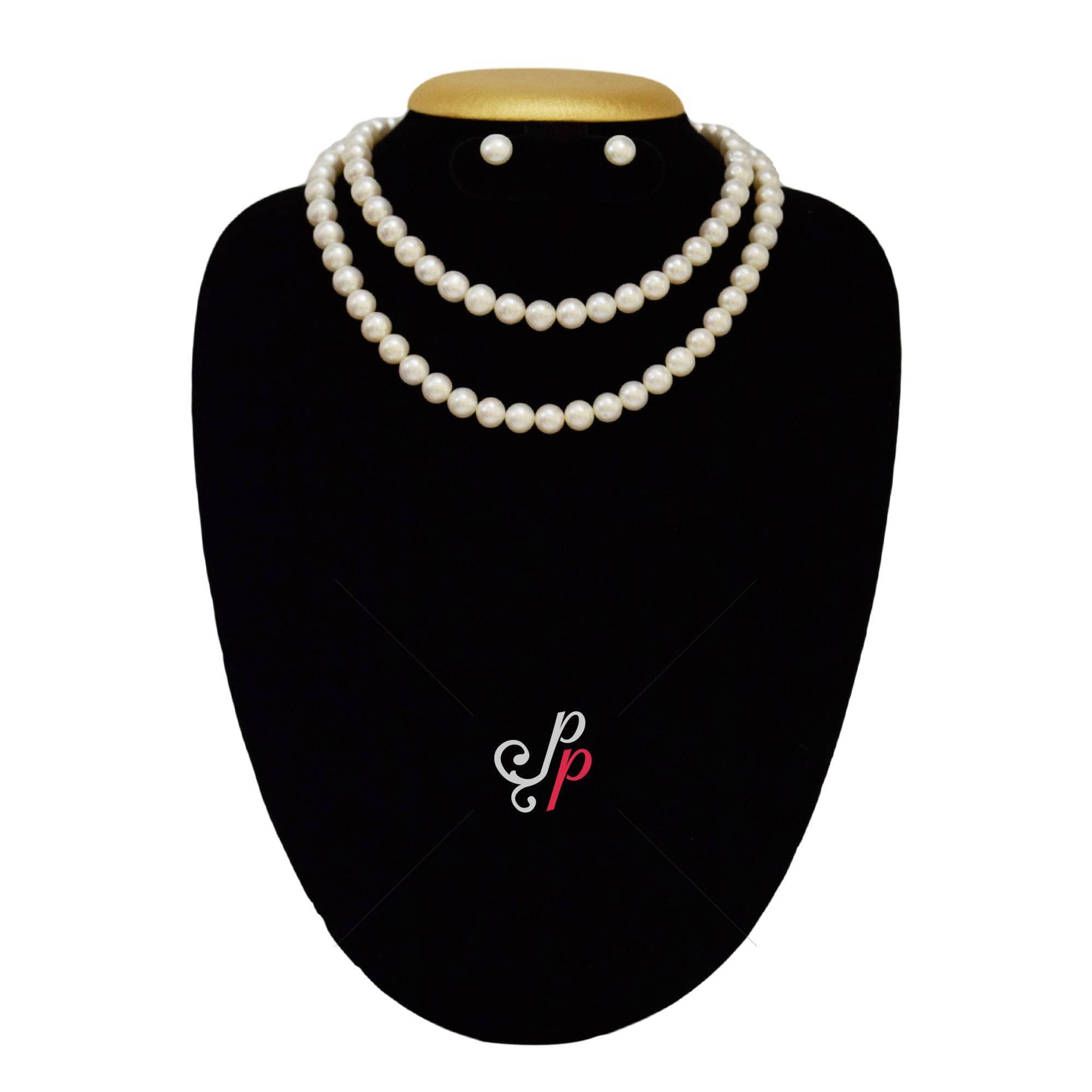 32 Inches Long - White Pearl Necklace in 9mm pearls - Image 3