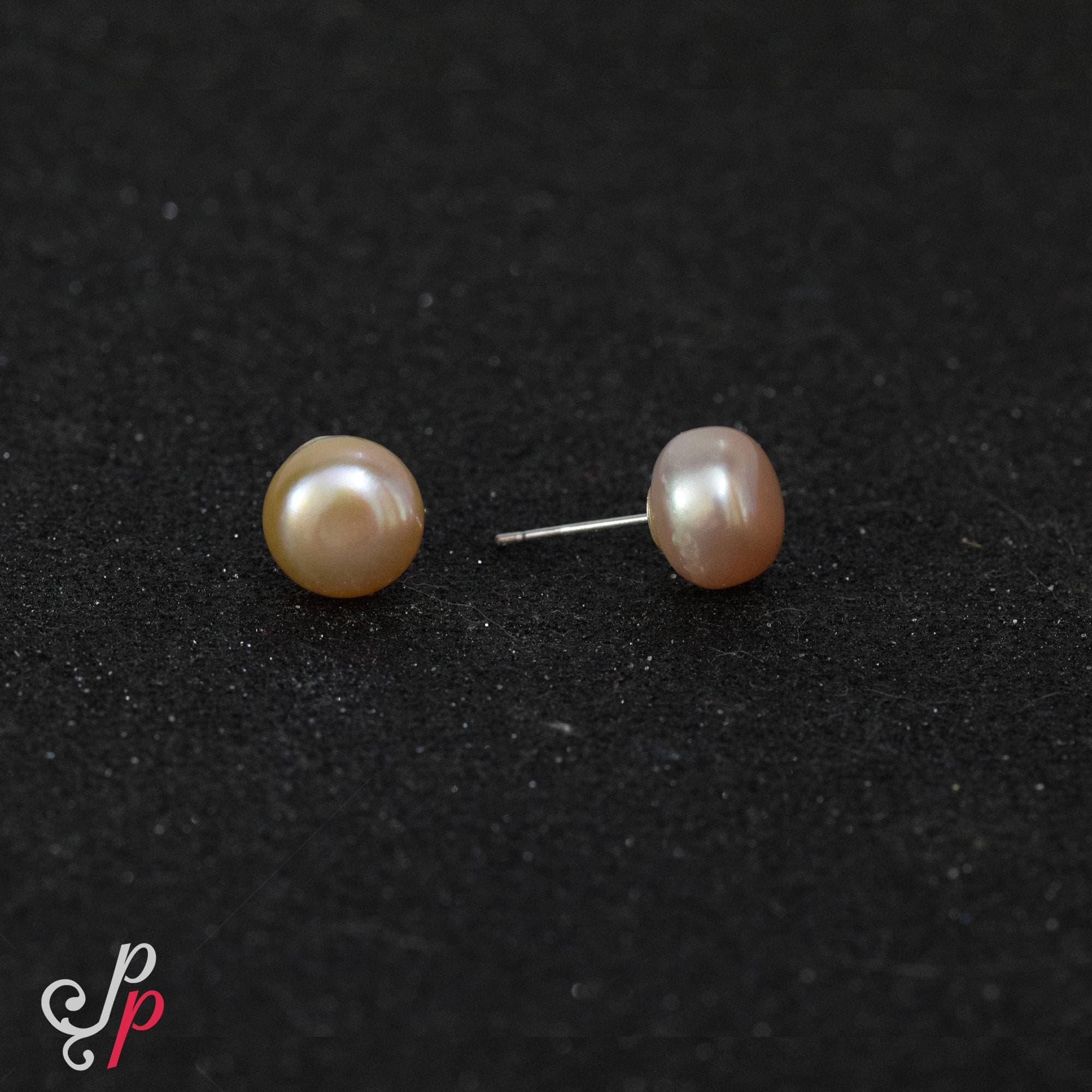 Dark Pink - Lavendar - Pearl Studs - Freshwater button pearls