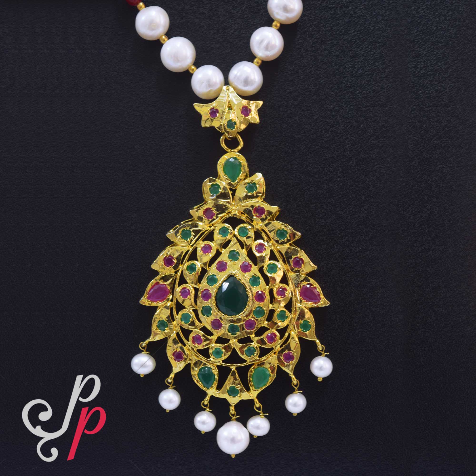 Hyderabad Nizam Collection - Pearl Set in Rubies and Emeralds - Image 2