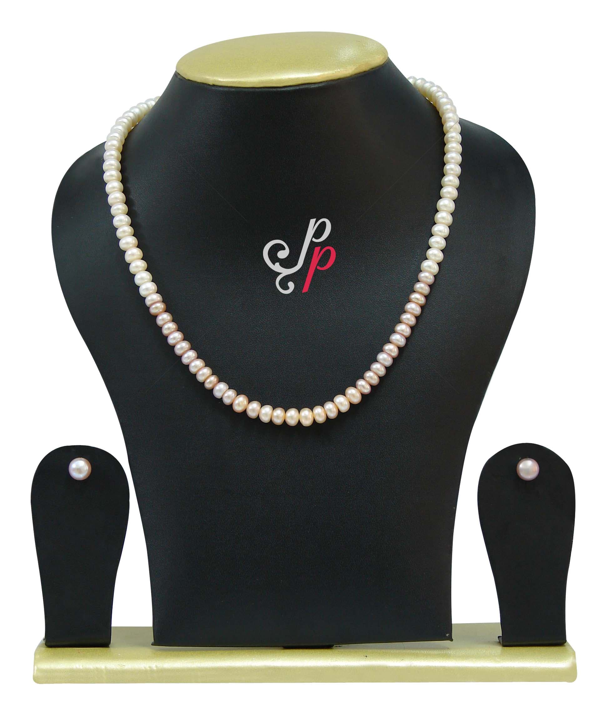 Simple multi coloured pink pearl necklace