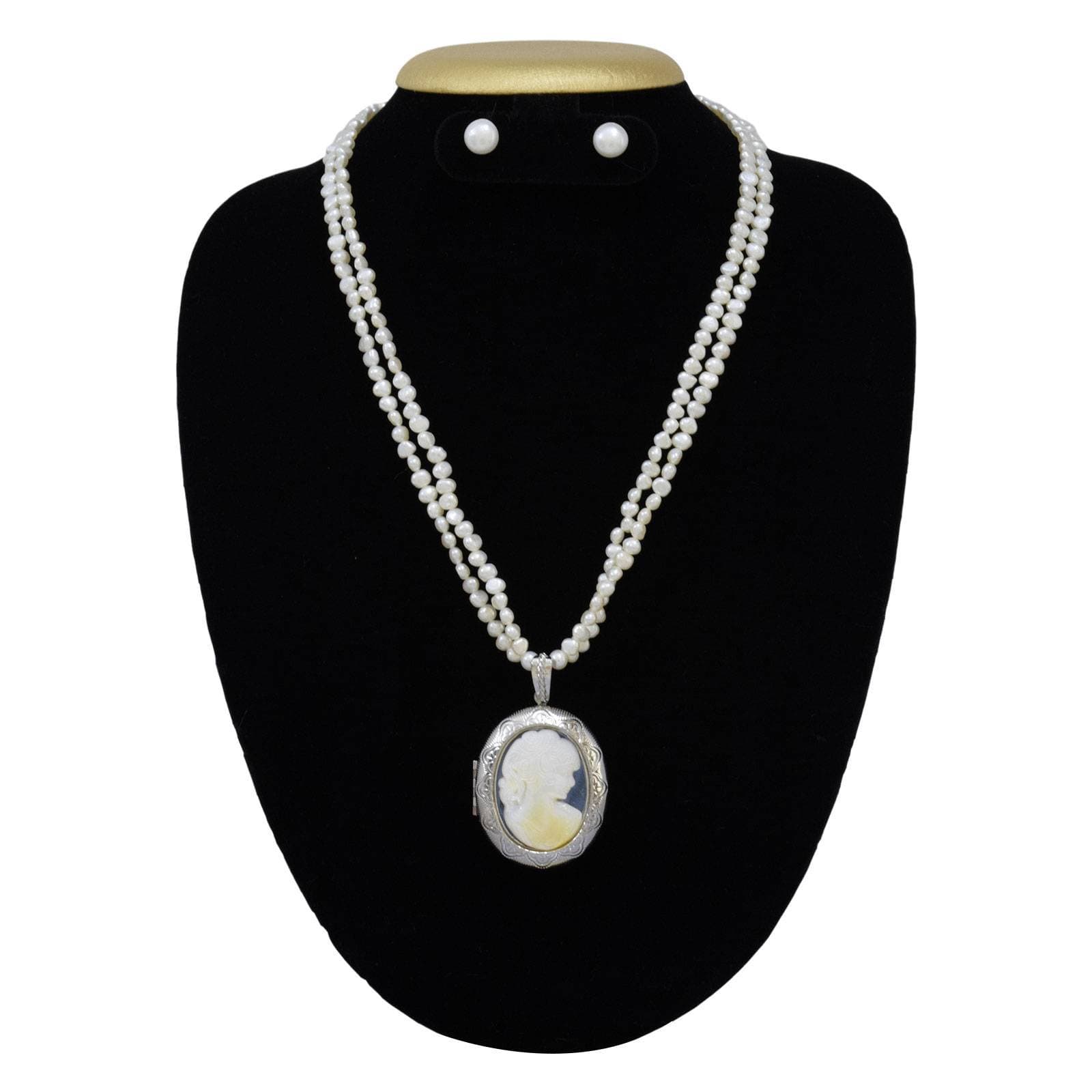 Baroque Pearl Necklace with Vintage Type Openable Pendant - Image 3
