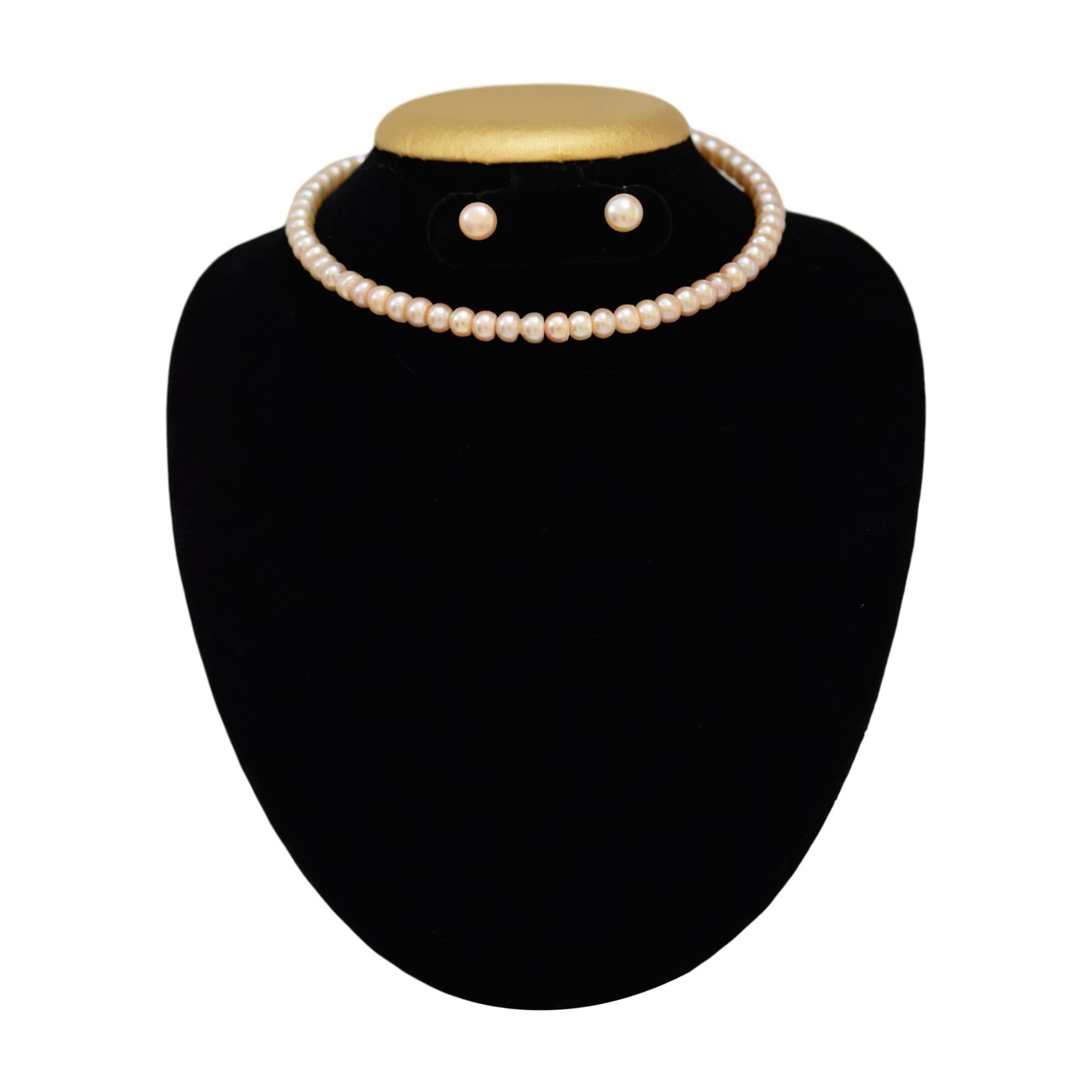 That's stylish - Choker like Pearl Band in Peach Semi-Round Pearls