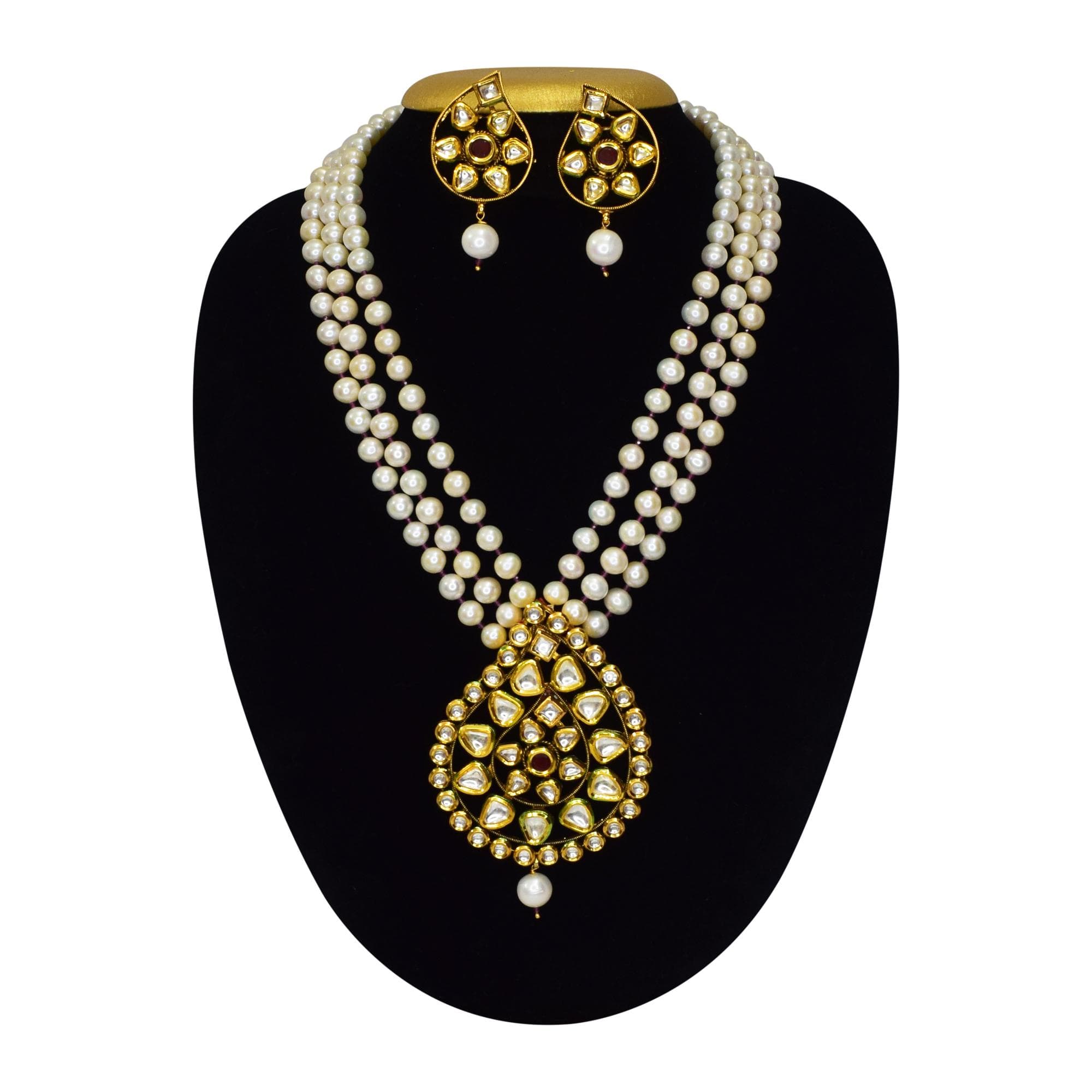3 Rows Grand and Heavy Wedding Pearl Necklace Set
