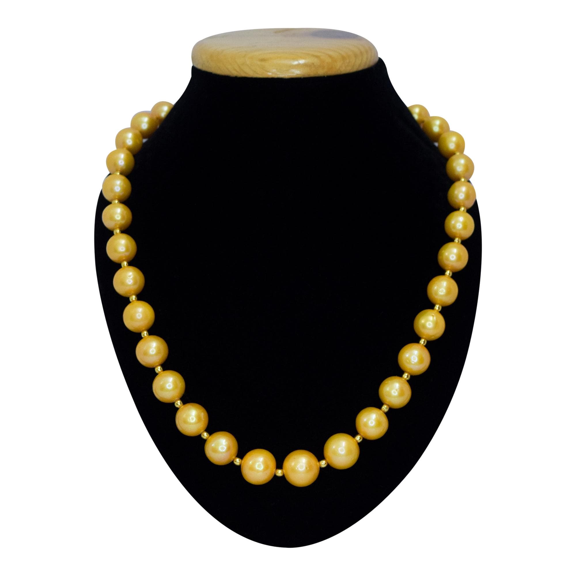 Extravagant South Sea Look-Alike Golden Pearl Necklace