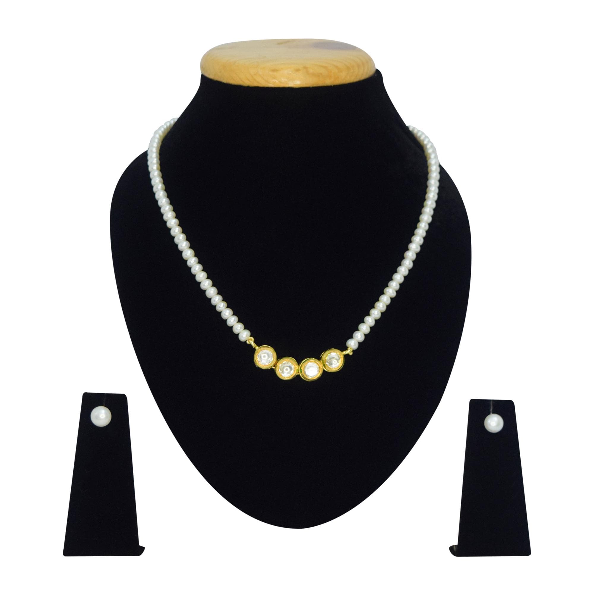 Sleek String Of White Pearls Centered With Soulful Kundan Pendant