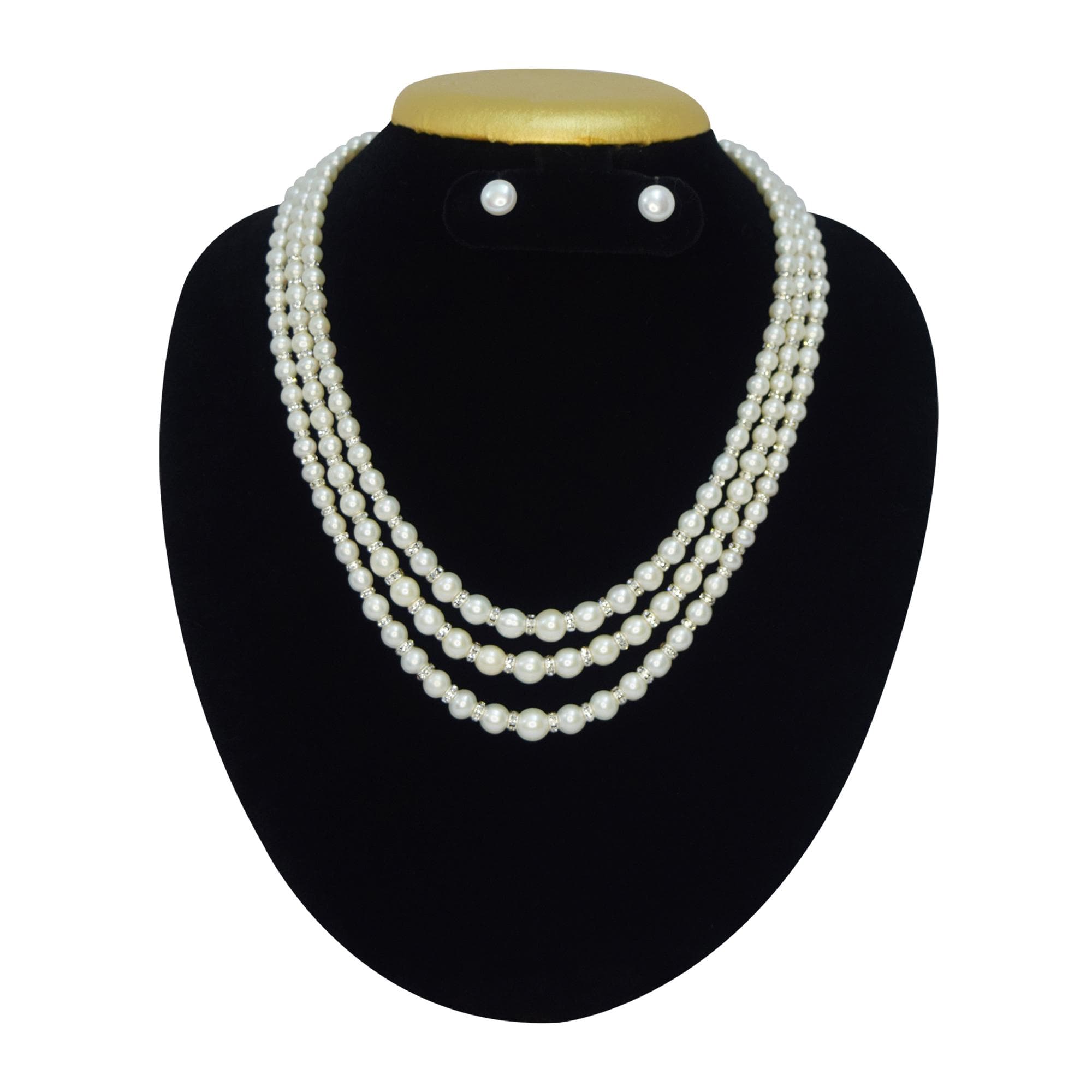 Vintage Style Roundish Pearl Triple Layer Necklace Set