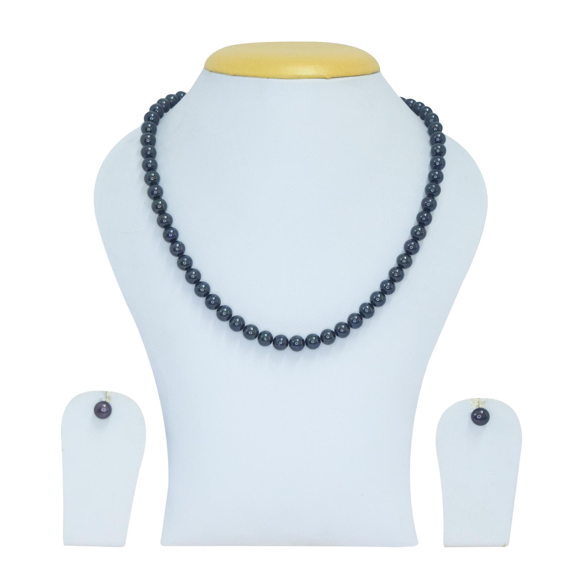 Truly Elegant 18 Inch Round Black Freshwater Pearl Necklace Set