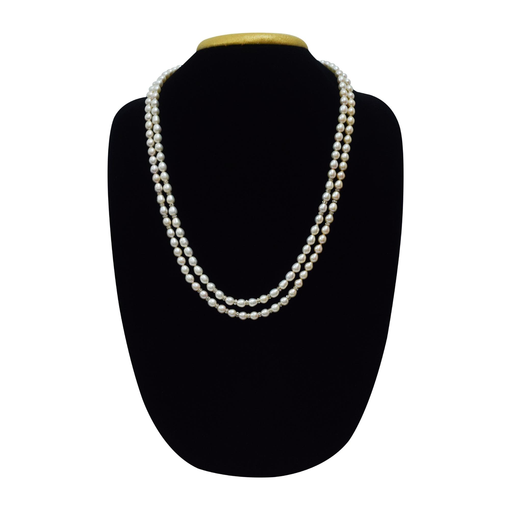 Elegant Double Line Pear Shaped Pearls Haar With Zircon Roundels