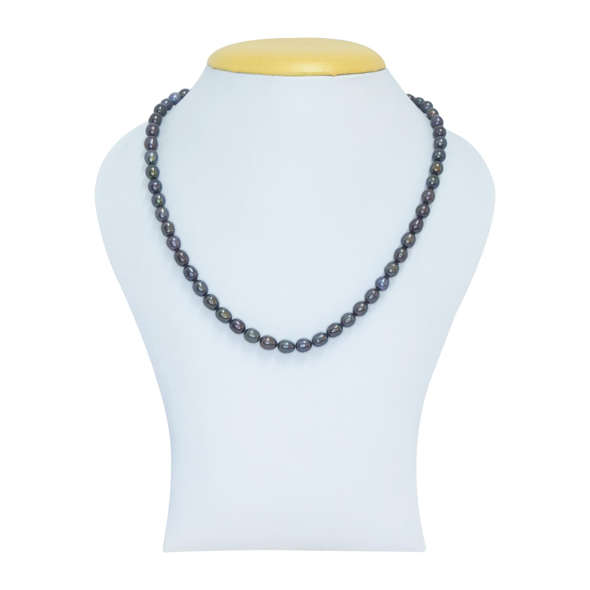 Dazzling 18 Inches Deep Brown 6.5mm Oval Pearl Necklace