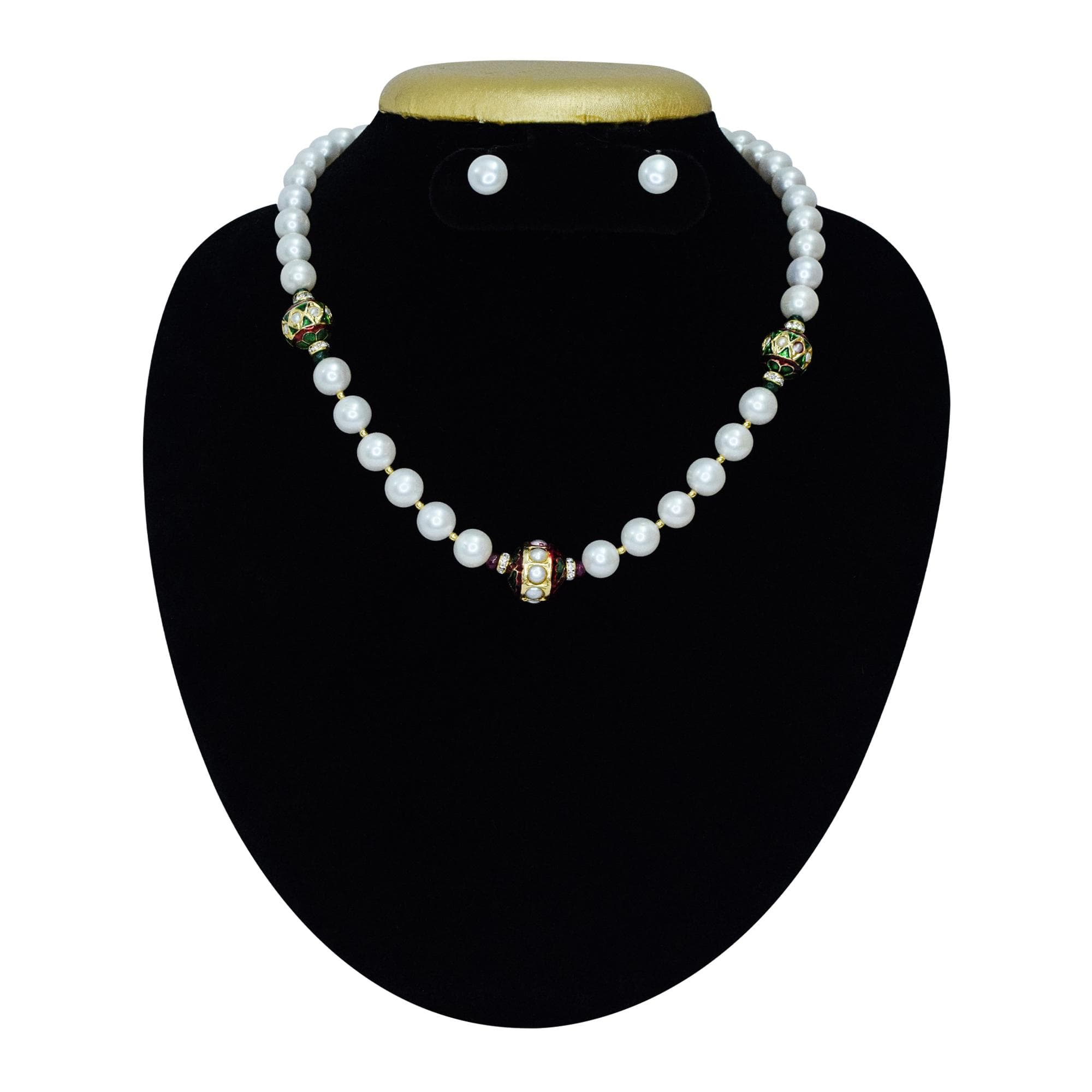 Ravishing White Pearl Necklace With Pearl Studded Dholak Beads