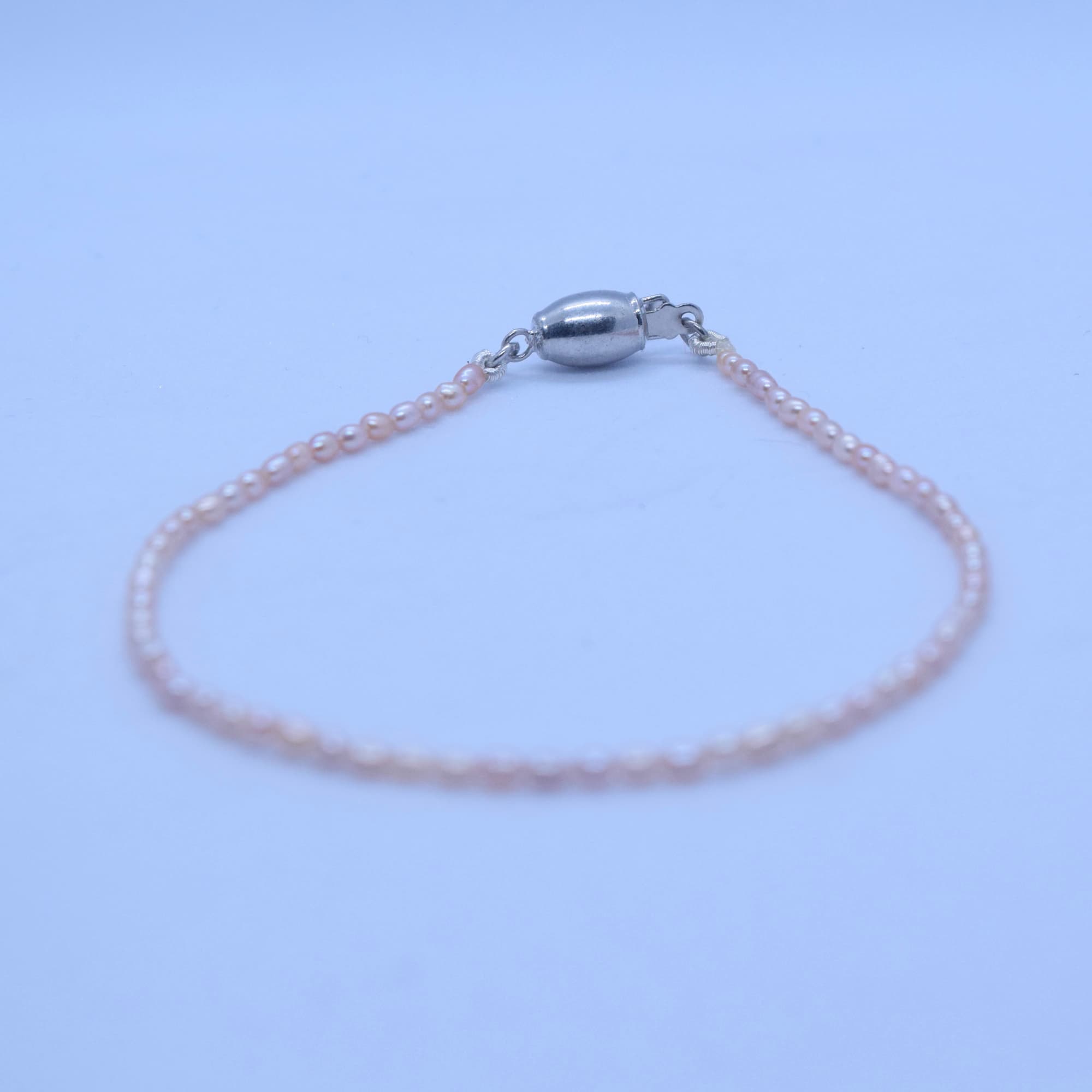 Cute & Dainty 2mm Pink Rice Pearls Bracelet - Image 2