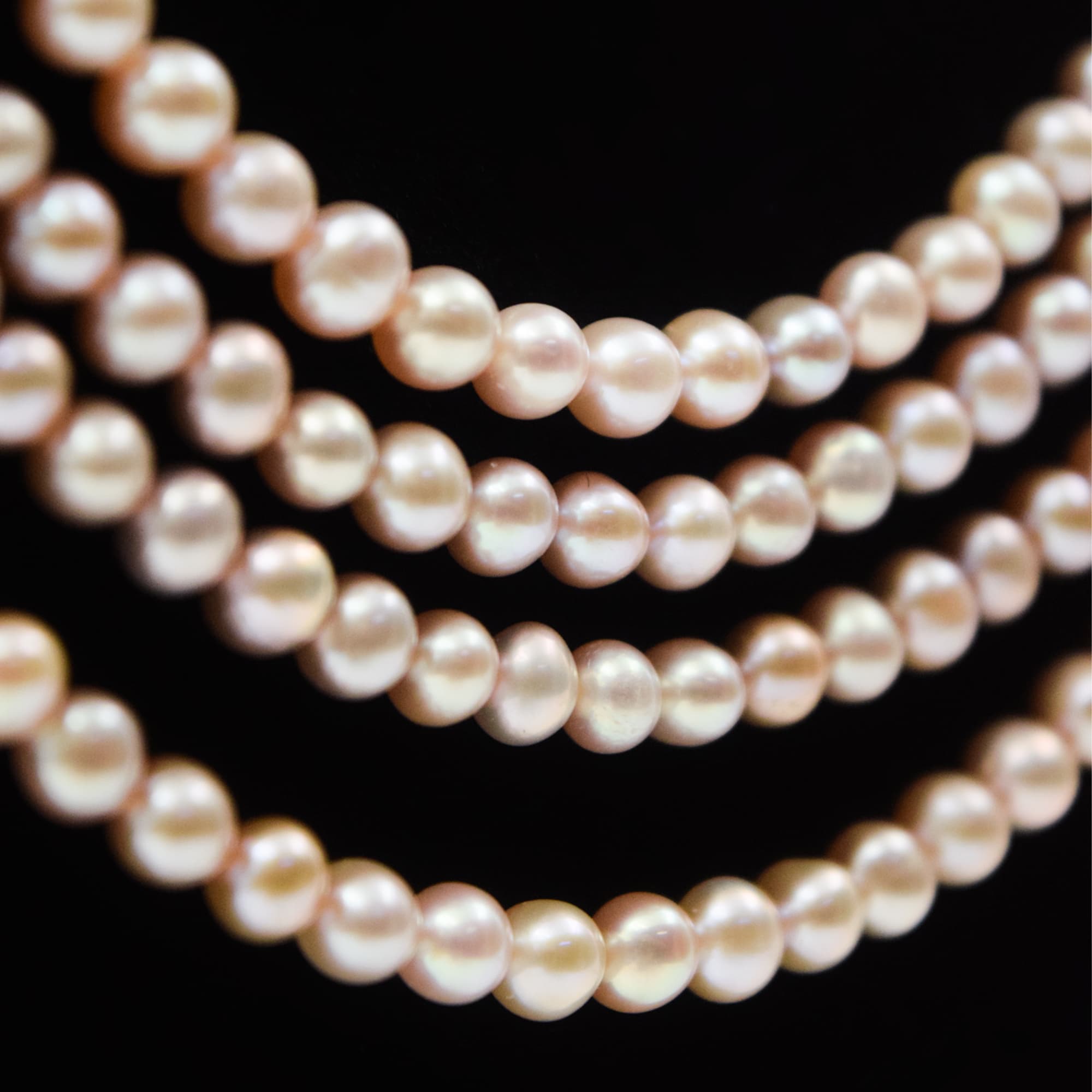 Stunning Multi-Layer Pink Round Pearls Necklace With Pink Quartz Side Pendant - Image 3