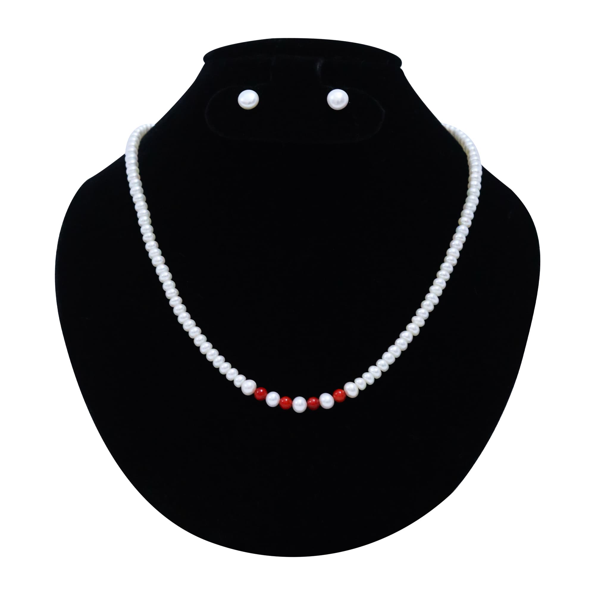 Elegant White Pearls Necklace With Round Taiwanese Corals