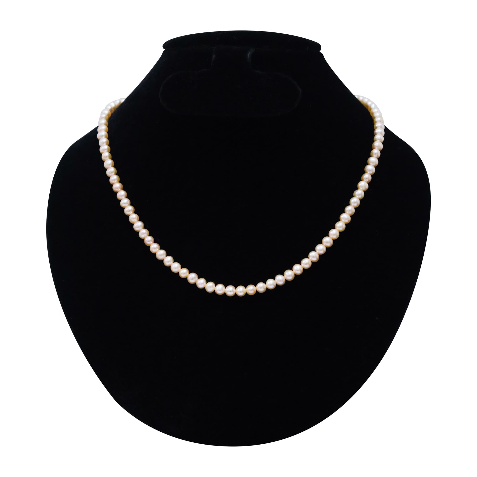 Subtle Semi-Round 5mm Peach Pearls 17Inch Necklace