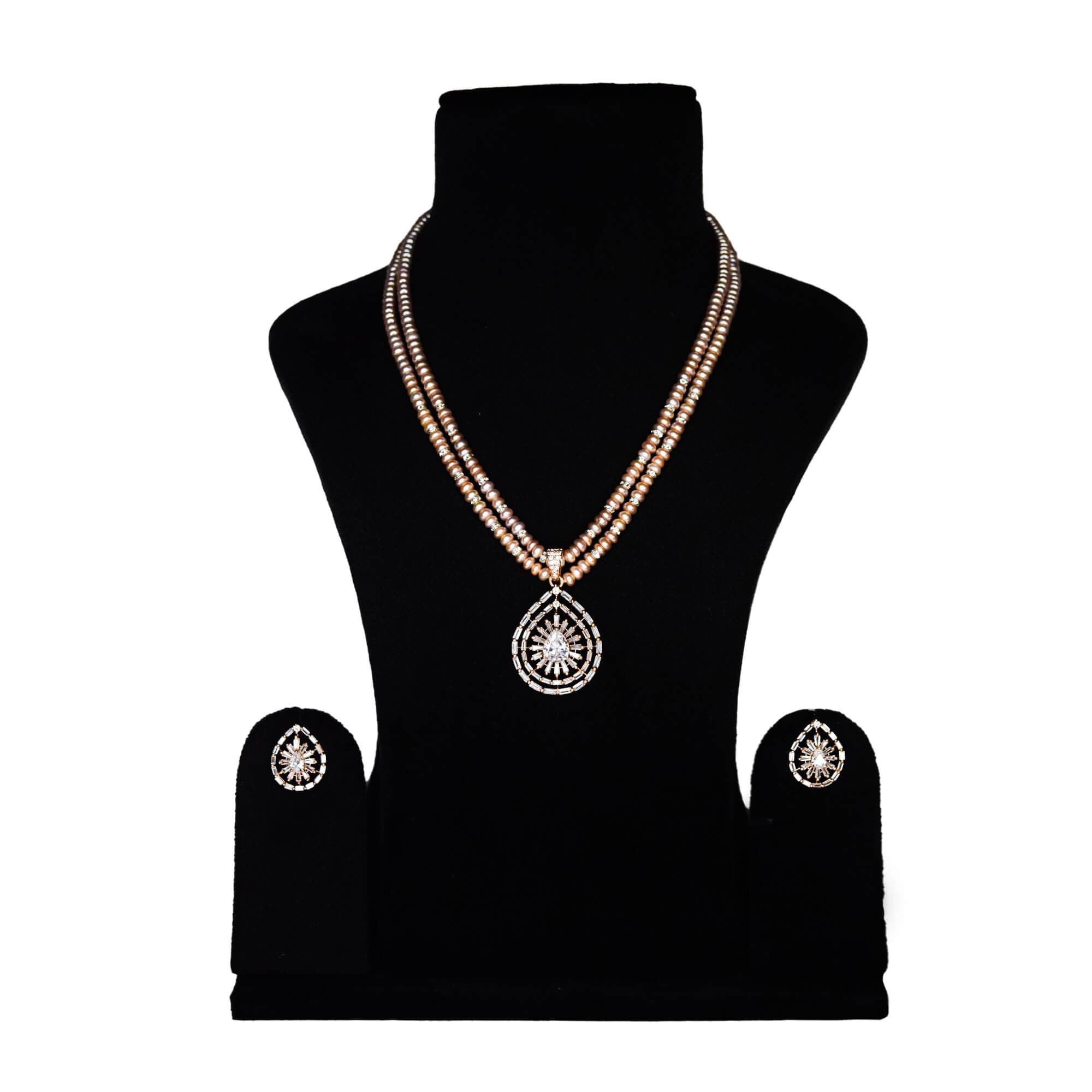 Delightful Lavender Semi-Round Pearl Necklace With Starry Rose Gold Pendant