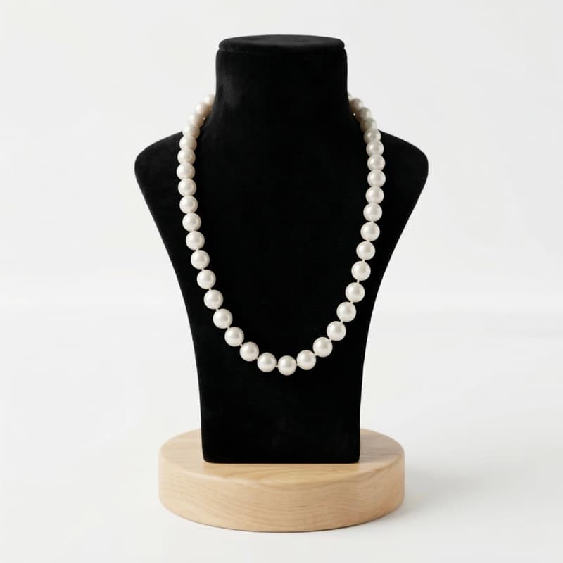 Striking Double Knotted White 10.5mm Round Pearls 20Inch Long Necklace