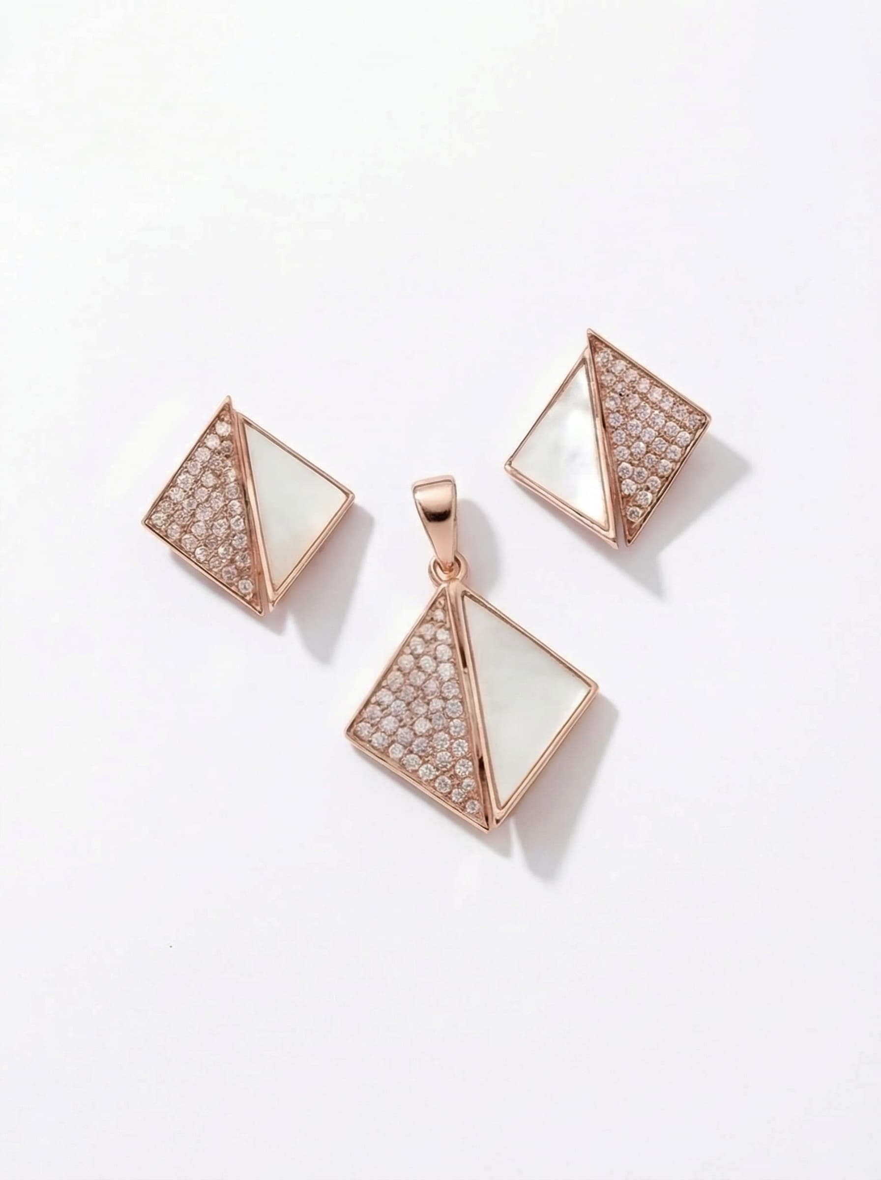 The Facet Set — Mother of Pearl Pendant & Earrings