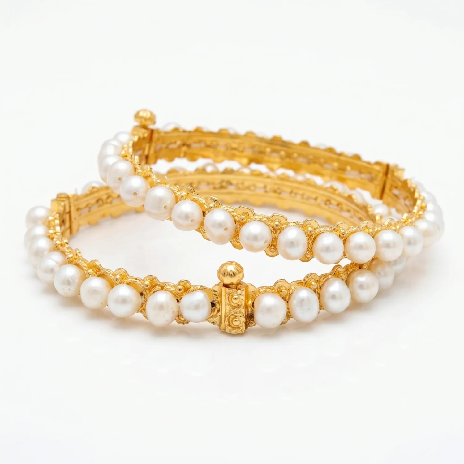 Traditional Pearl Bangles with golden base