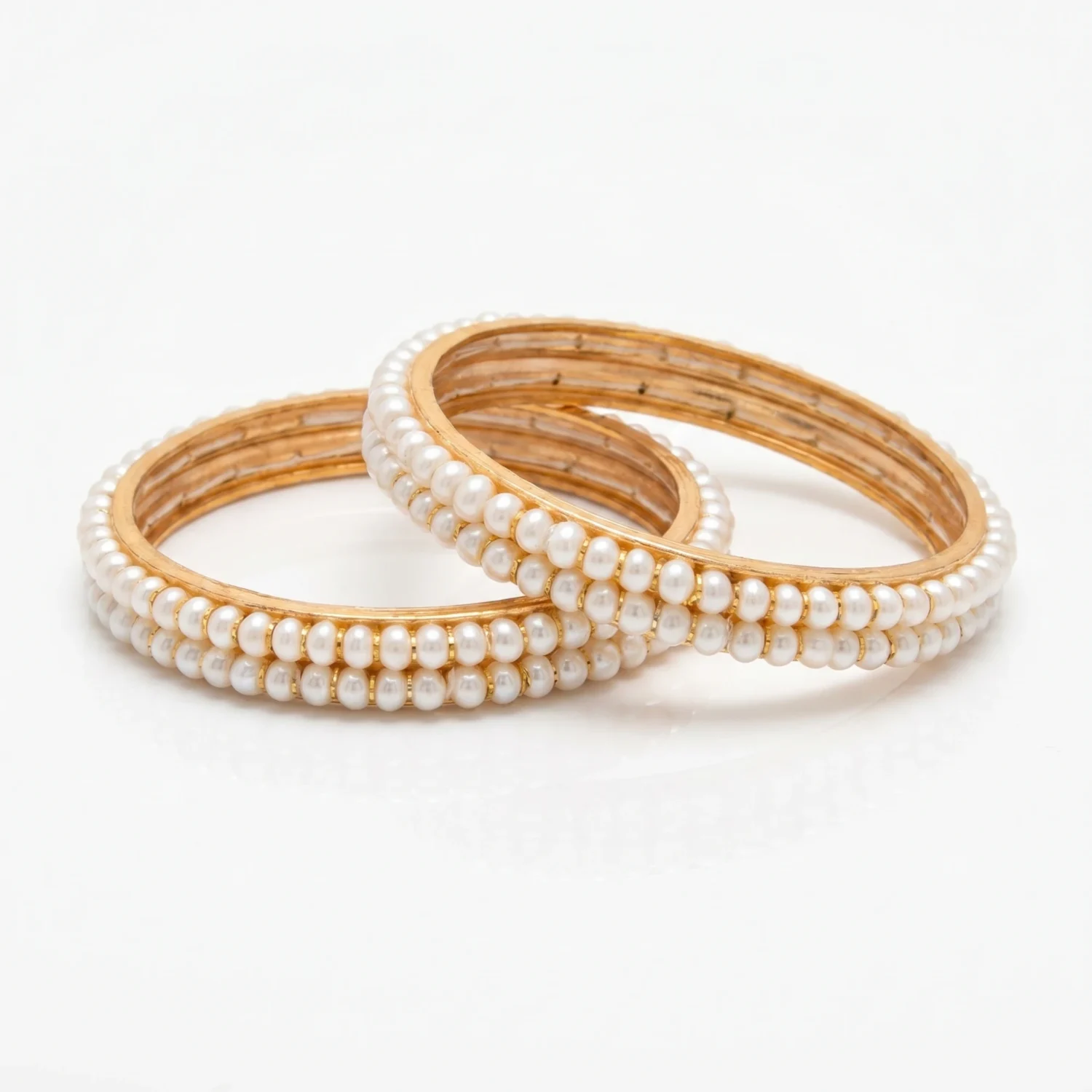 2 line pearl bangles in small pearls