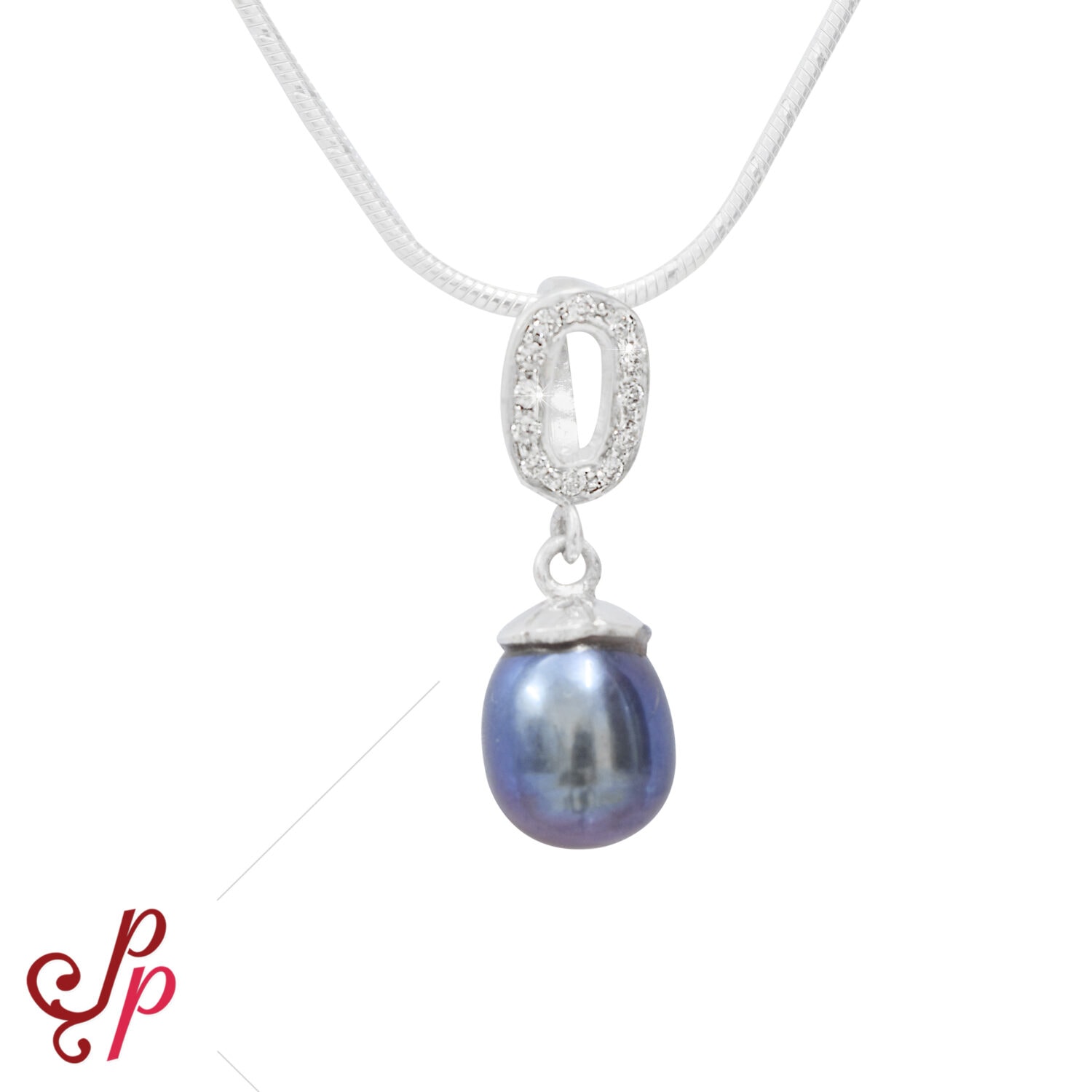 Beautiful Black Pearl Pendant in Silver - Ring