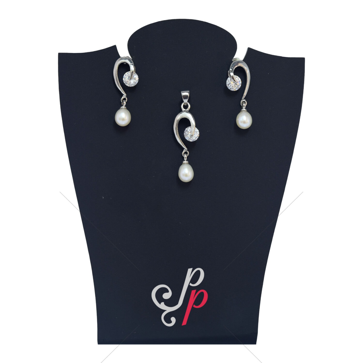 Stunning Pearl Pendant Set made in Korean White Metal