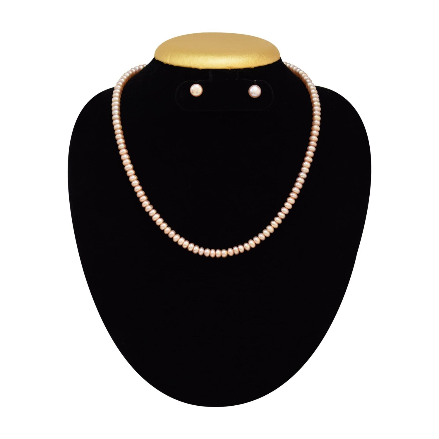 1 Line Pearl Necklace Set in Dark Pink Half Round Pearls