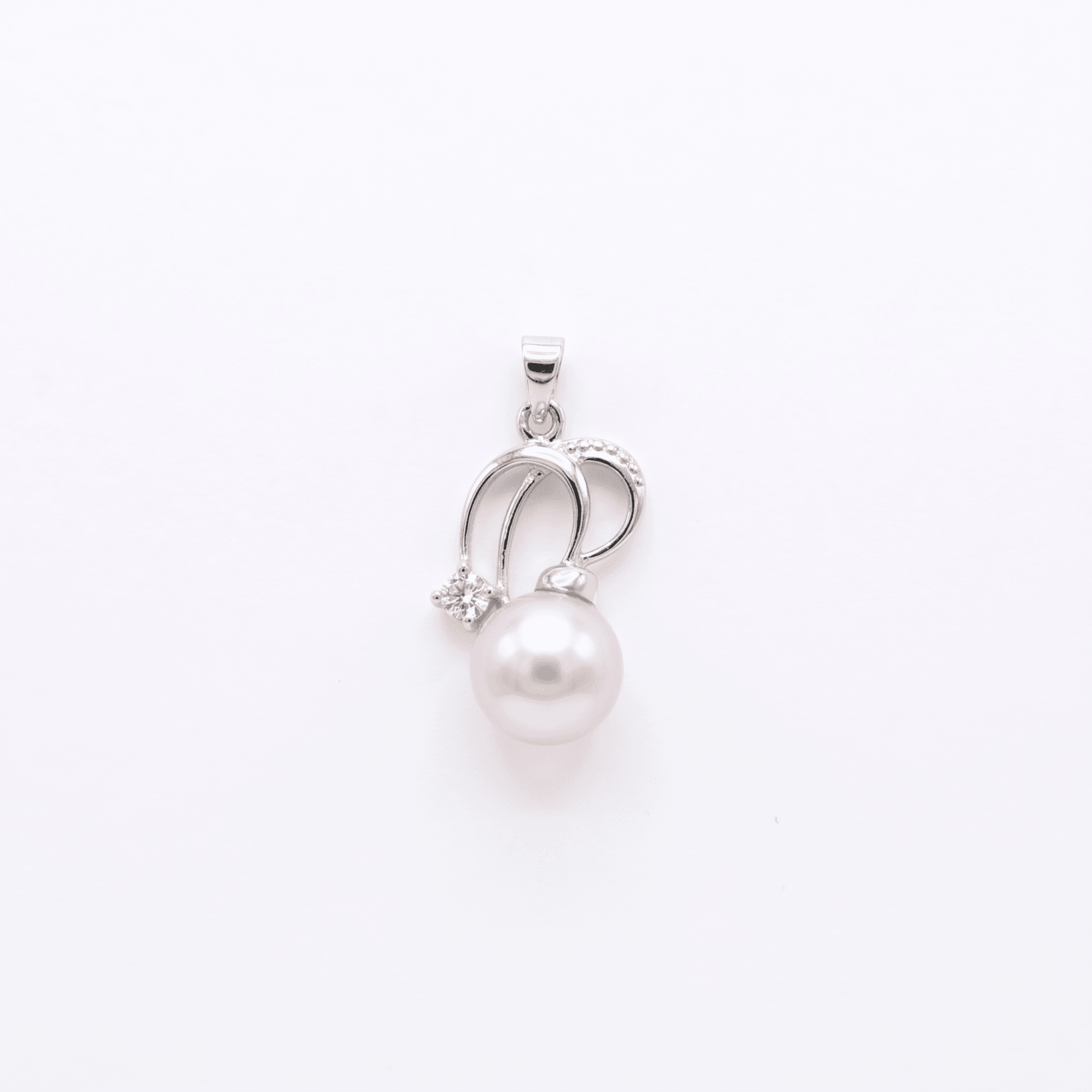 Surreal Pendant Accentuated With 10.5mm Round Pink Pearl & CZ