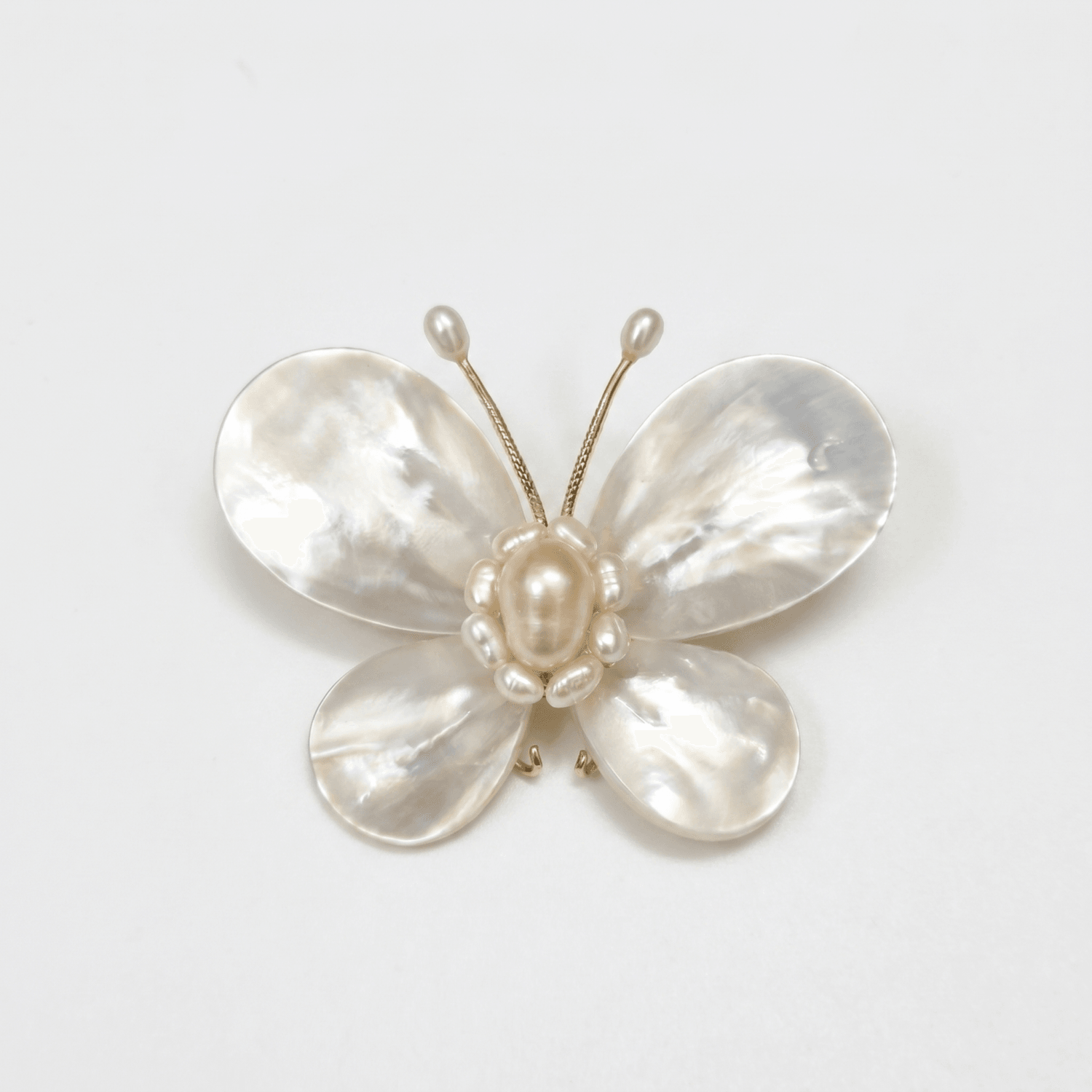 Dreamy Butterfly Brooch With Mother of Pearl & Oval Pearls