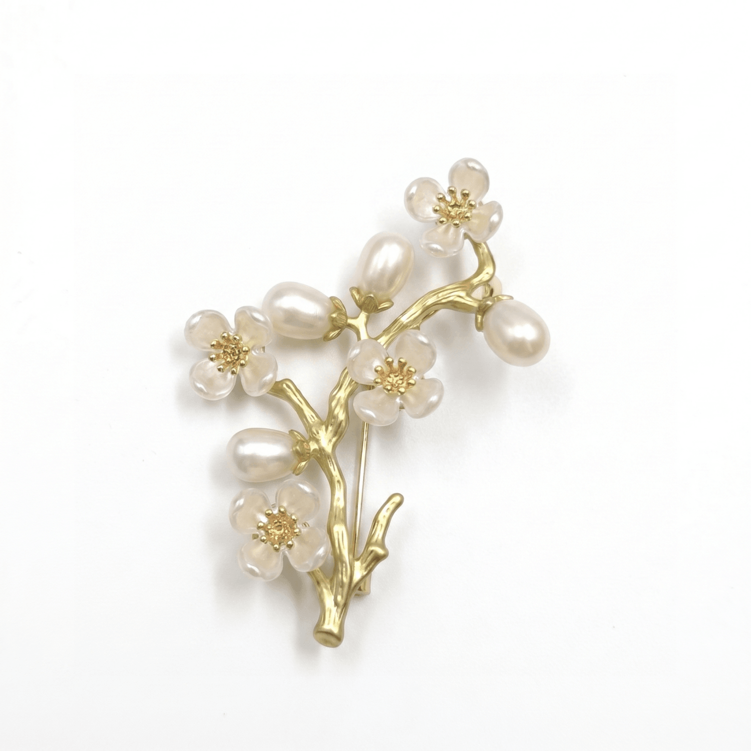 Surreal Floral Brooch Enhanced With White Oval Pearls