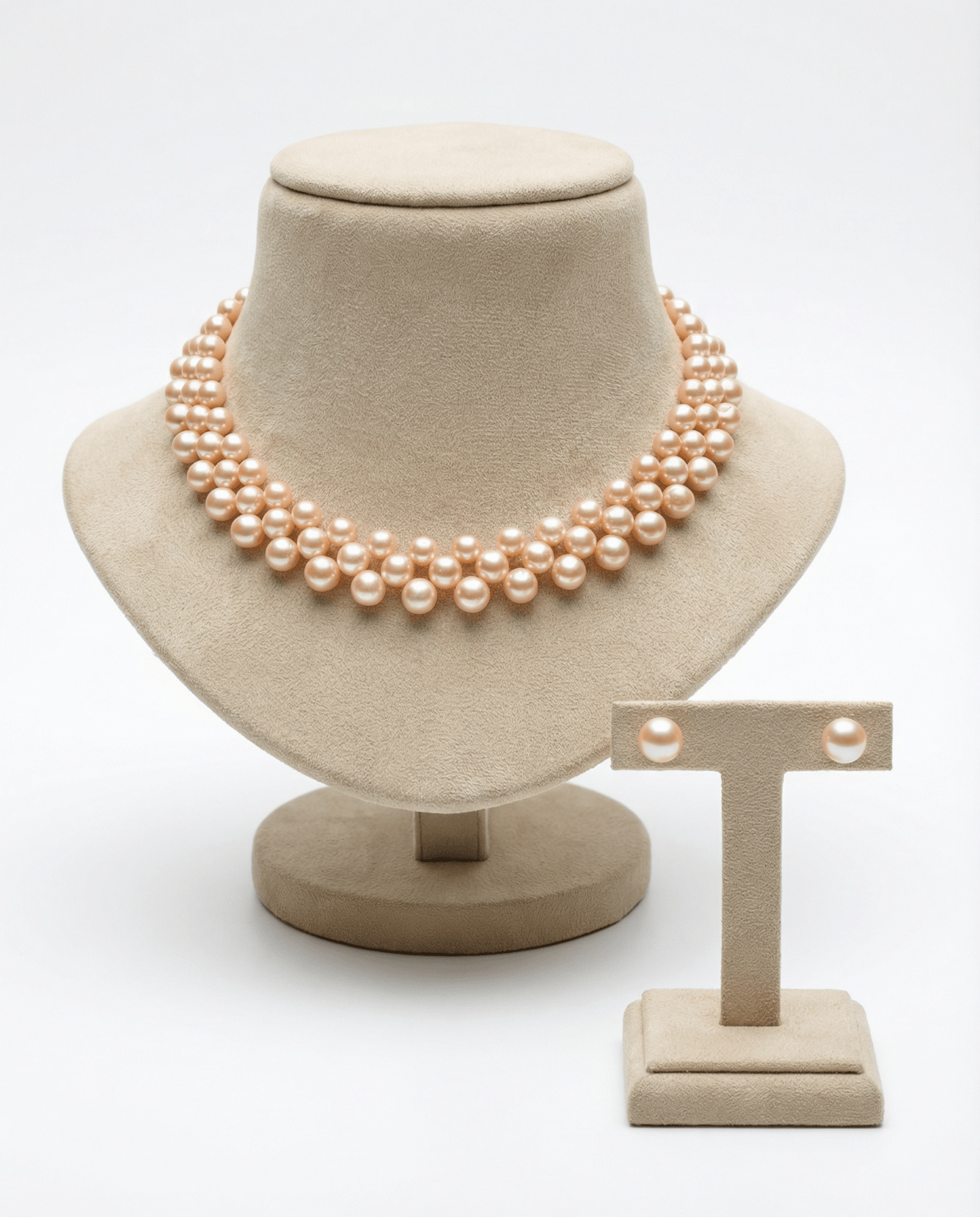 The Peach Blossom Woven Pearl Necklace & Studs Set