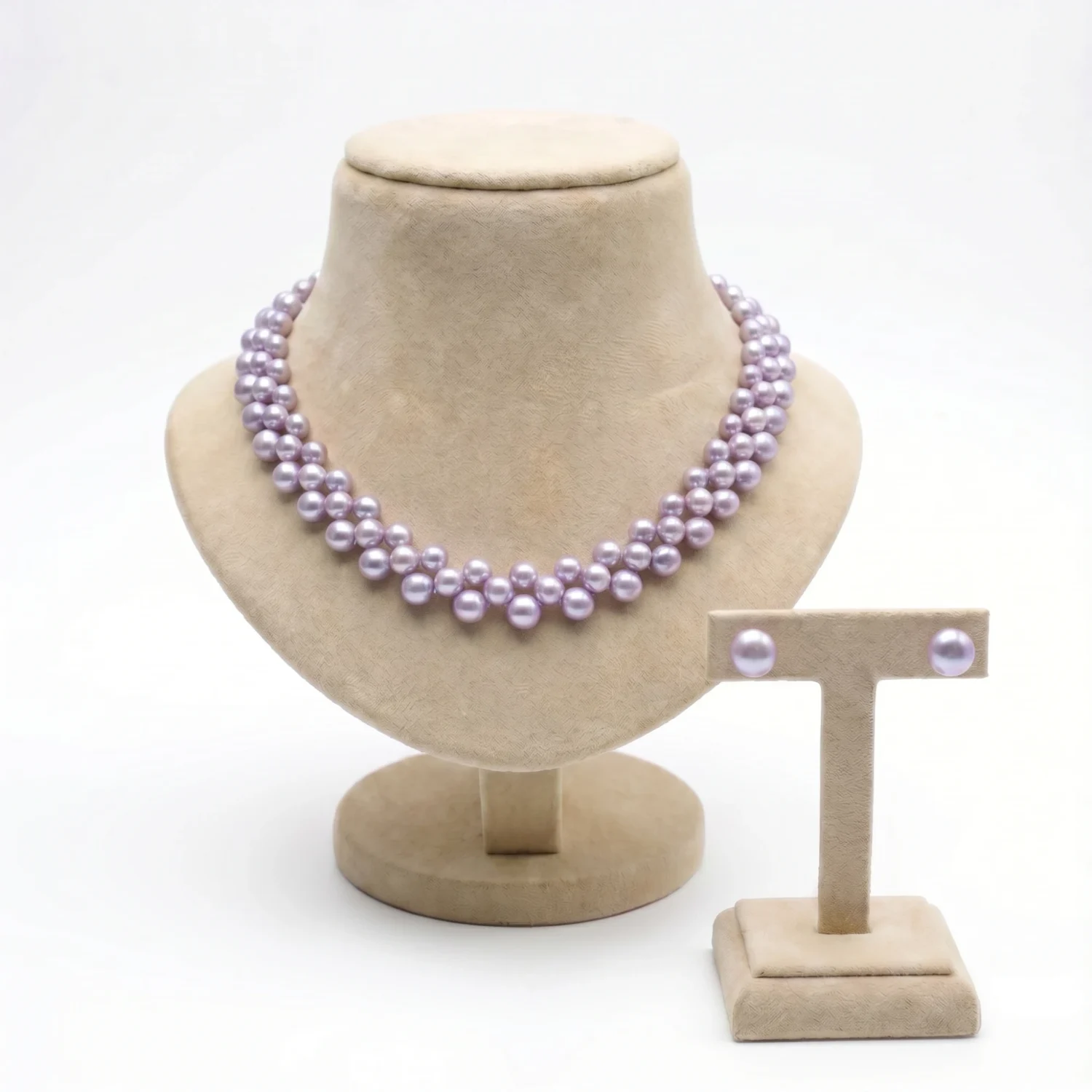 The Lavender Bloom Woven Pearl Necklace & Studs Set