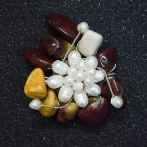 Different pearl saree pin or brooch with soft stones and oval pearls