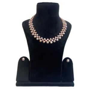 18 Inch Button Pearl Necklace Set In Lavender Button Pearls - Zig zag style