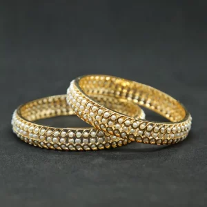 Exquisite Broad Pearl Bangles With 2mm White Pearls