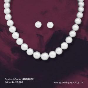 14mm big round high quality freshwater pearl necklace set