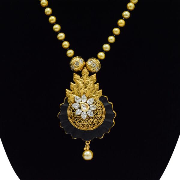 Vintage Collection in Pearls - Designer Pearl Set in Golden Colour Pearls - close up