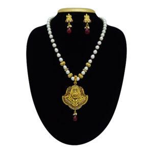 Traditional Temple Pearl Jewellery with Lakshmi Pendant