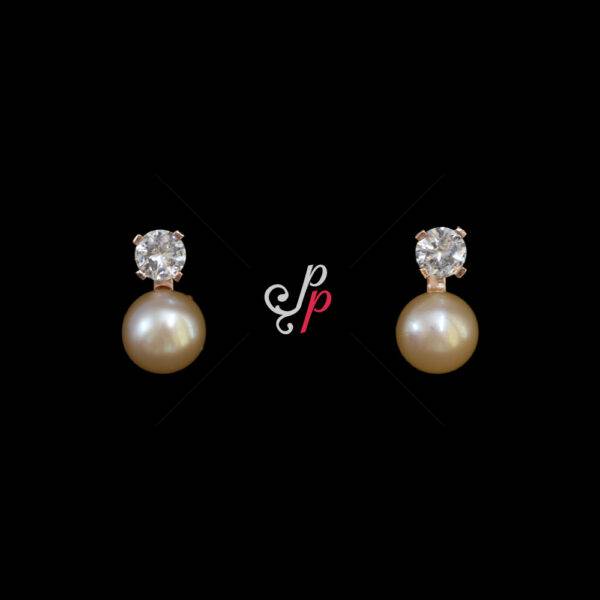 Cute Pearl Studs in Pink Pearls and Rose Gold Metal