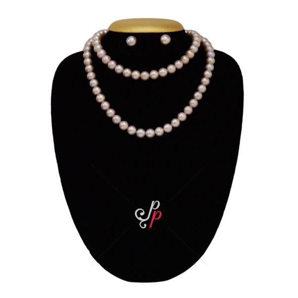 32 Inches Long - Dark Pink - Lavendar Pearl Necklace in 11mm pearls