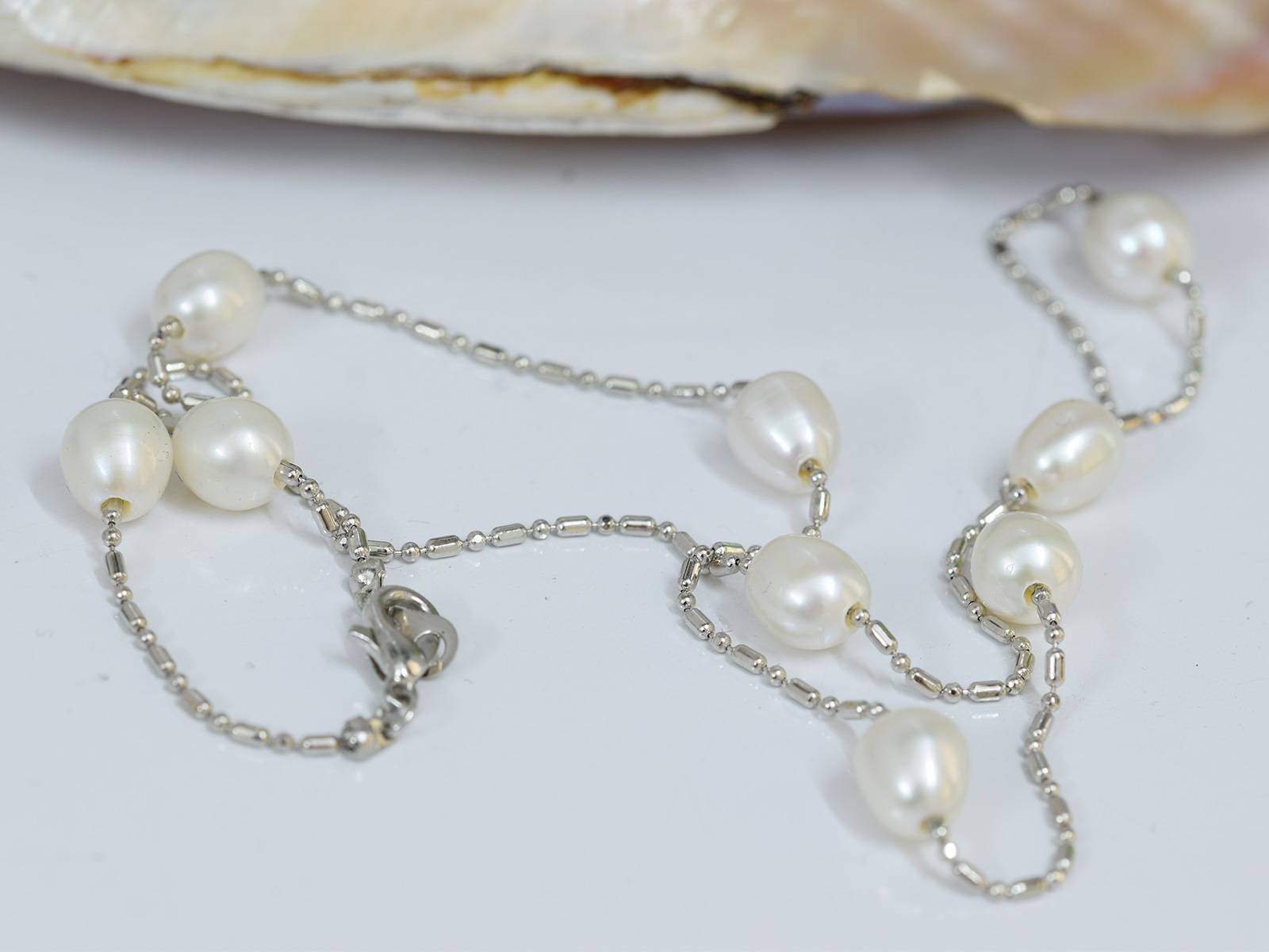 9 Moti Pearl Set - In Finest Hand Picked Oval White Pearls