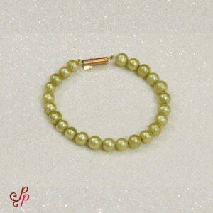 Pearl Bracelet in 7mm Roundish Green Coloured Pearls
