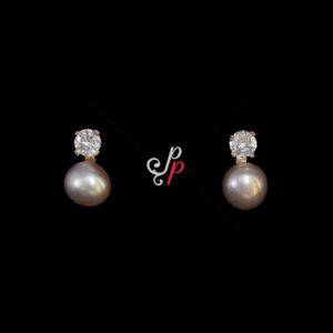 Cute Pearl Studs in Lavendar Pearls and Rose Gold Metal