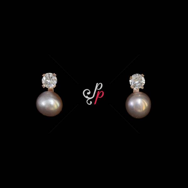 Cute Pearl Studs in Lavendar Pearls and Rose Gold Metal