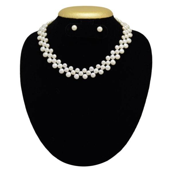 White zig zag hyderabadi pearl necklace set