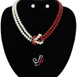 Stylish Pearl and Coral Necklace Set