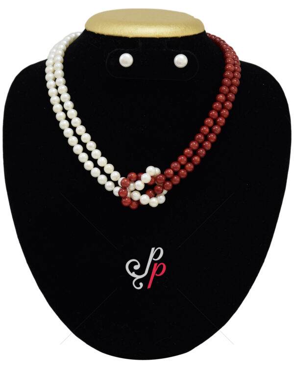 Stylish Pearl and Coral Necklace Set