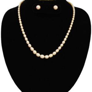 Single Line Graded Pink Pearl Set in Shiny Oval Pink Pearls