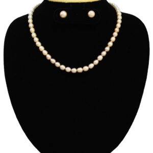 Shiny Multi Pink Pearl Necklace Set in 7.5mm Long Oval Pearls